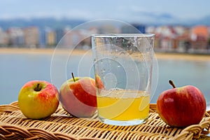 Traditional natural Asturian cider made fromÂ fermented apples in wooden barrels should be poured from great height for air